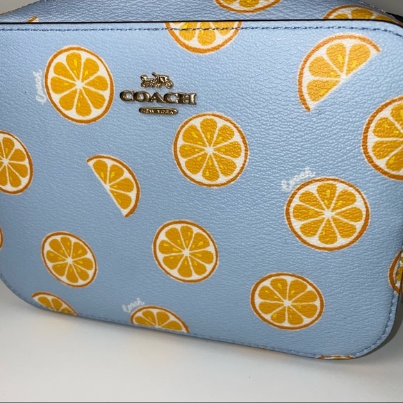 Coach Oranges Mini Camera Crossbody Bag with Orange Citrus Print in Blue - Picture 8 of 9